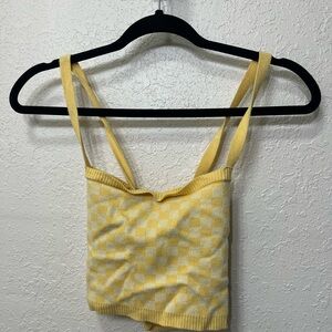 emory park Yellow Checkered Knit Cami